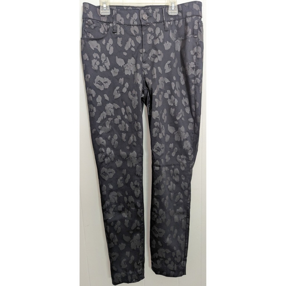 Chico's Jeans Jeggings 0.5R 6R‎ Black Floral Spotted Leopard Cat Print Grey Slim